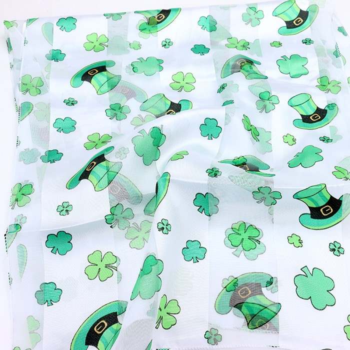 White-6pcs silk feel satin striped scarves are perfect for celebrating St. Patrick's Day in style. Each scarf features a charming clover pattern, adding a touch of luck to any outfit. Made from high-quality materials, these scarves offer a luxurious feel and vibrant colors. Elevate your holiday look with these St. Patrick's Day scarves.