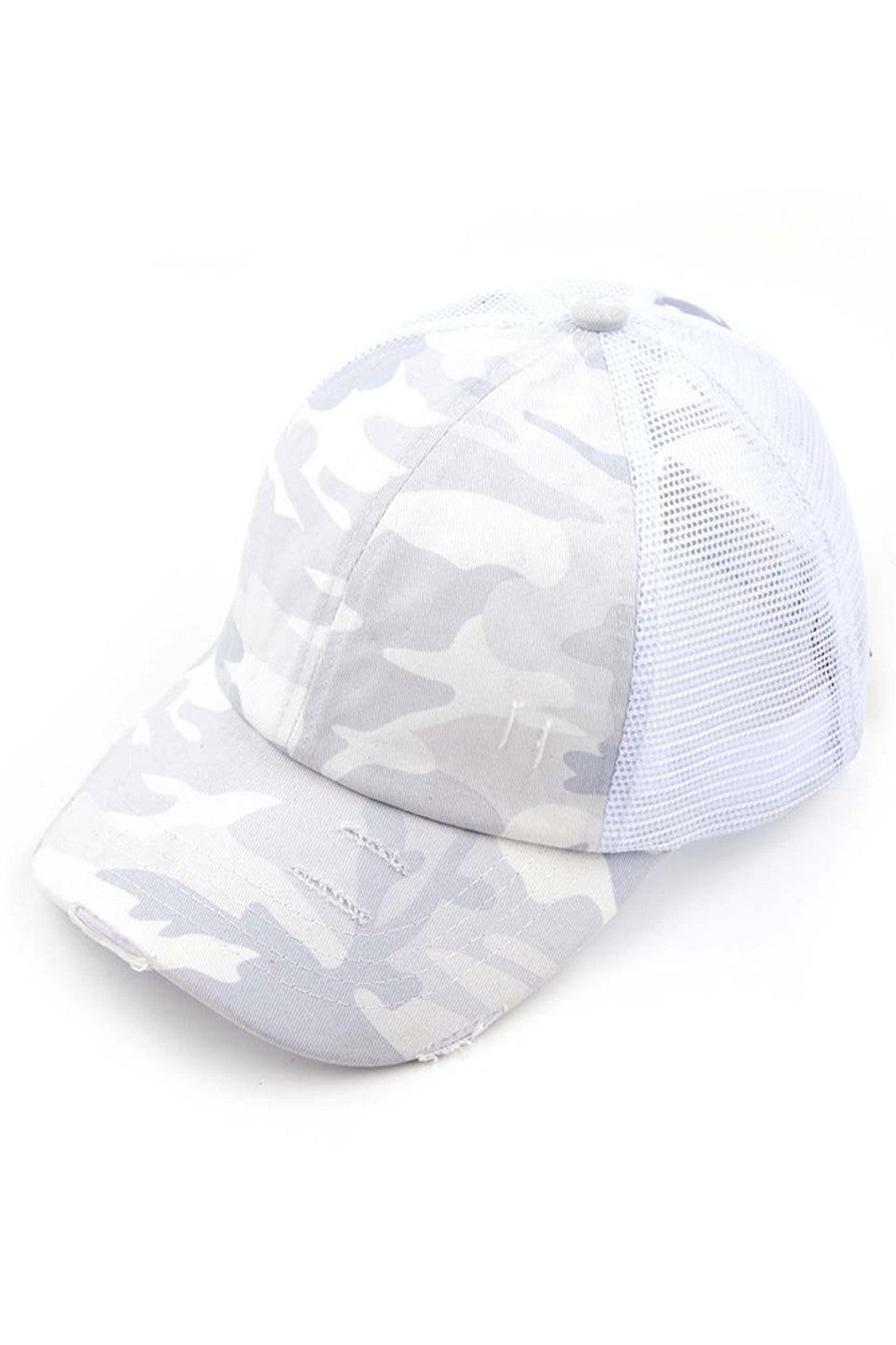 White C.C BASEBALL PONYCAP is the perfect addition to your everyday wardrobe. Made with high-quality materials, it offers both style and comfort. With its adjustable ponytail opening, this cap is perfect for any hair type. Stay fashionable and confident all day long with this must-have accessory.