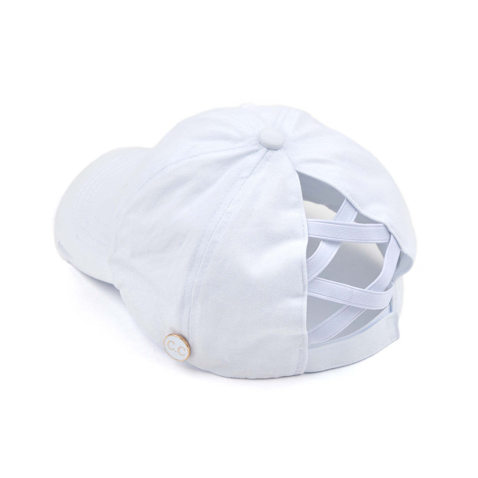 White C.C BASEBALL PONYCAP is the perfect accessory for any sports enthusiast. Made with high-quality materials, this cap offers both style and functionality. With its comfortable fit and sleek design, it will keep you looking and feeling cool while you support your favorite team. Upgrade your game day look with the C.C BASEBALL PONYCAP.