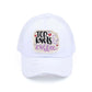 White C.C DISTRESSED TOP KNOTS AND COFFEE PATCH PONYCAP is an essential accessory for coffee lovers. Made with distressed fabric and a stylish top knot, it also features an embroidered coffee patch. Stay fashionable while showing off your love for coffee.