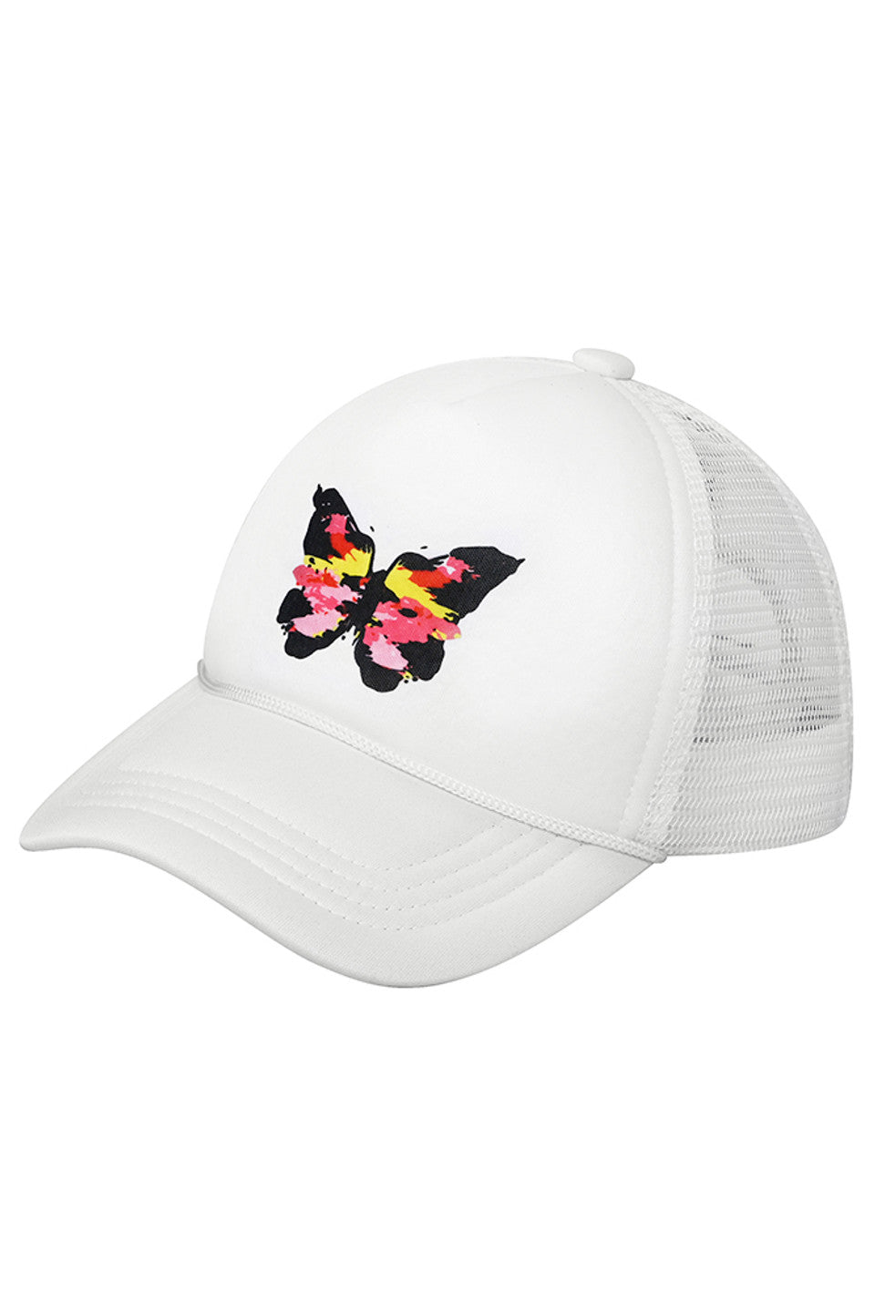 White C.C Kids Hand Painted Abstract Butterfly Cap combines artistic flair with comfortable wearability. Each cap features a unique, hand-painted abstract butterfly design, making it a standout accessory for children. Crafted with quality materials, it ensures a snug fit and durability for everyday adventures. Perfect for adding a creative touch to any outfit while providing sun protection. 