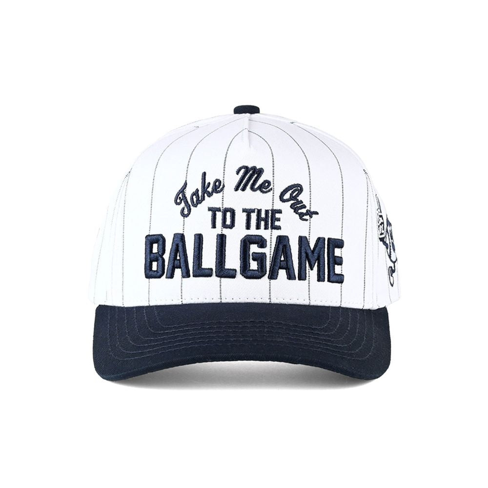 White Step up your game-day style with the C.C TAKE ME OUT TO THE BALL GAME two-tone trucker hat, featuring a bold letter stripe pattern that brings sporty attitude to any outfit. Designed with a classic baseball cap silhouette and breathable mesh back, this hat delivers all-day comfort while keeping your look effortlessly cool on and off the field