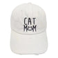 White Cat Mom Message Baseball Cap, show your love for cats and your mom with this baseball cap. This classic cat mom message cap is perfect for everyday outings and show off your unique style and love for cats! It's an excellent gift for your friends, family, or loved ones who love cats most.