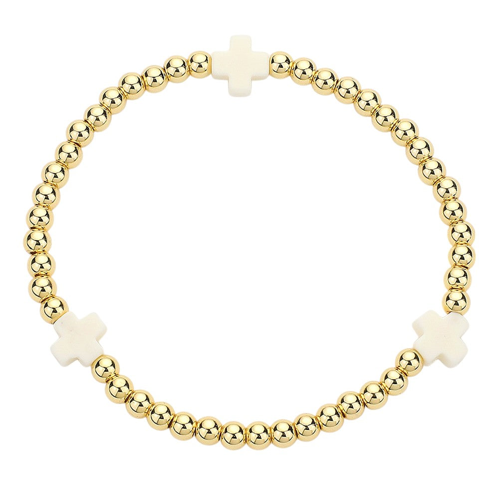 White-Cross Pointed Stainless Steel Ball Beaded Stretch Bracelet features a unique combination of cross-pointed stainless steel and beaded stretch design. The durable materials make it perfect for everyday wear, while the stylish design adds a touch of sophistication to any outfit. With its comfortable and easy-to-wear construction, this bracelet is a must-have accessory for any fashion-forward individual. Upgrade your jewelry collection with this versatile and timeless piece.