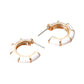 Enamel Bamboo Hoop Earrings - White - Earrings