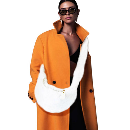 White Faux Fur Fuzzy Plush Crossbody Bag, is a stylish accessory for any wardrobe. Made of ultra-soft, faux fur, this bag is luxurious and comfortable to wear. Its adjustable strap and lightweight design make it easy to take on the go. Perfect for formal occasions or work meetings. Perfect gift choice for fashion lovers.