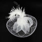 White Feather Pearl Cluster Mesh Flower Fascinator Headband, is crafted with luxury materials, including feathers, pearls, and mesh. Its bold design is sure to add a unique and glamorous touch to your ensemble. Perfect for making an exquisite gift, attending any special events, or everyday wear. 