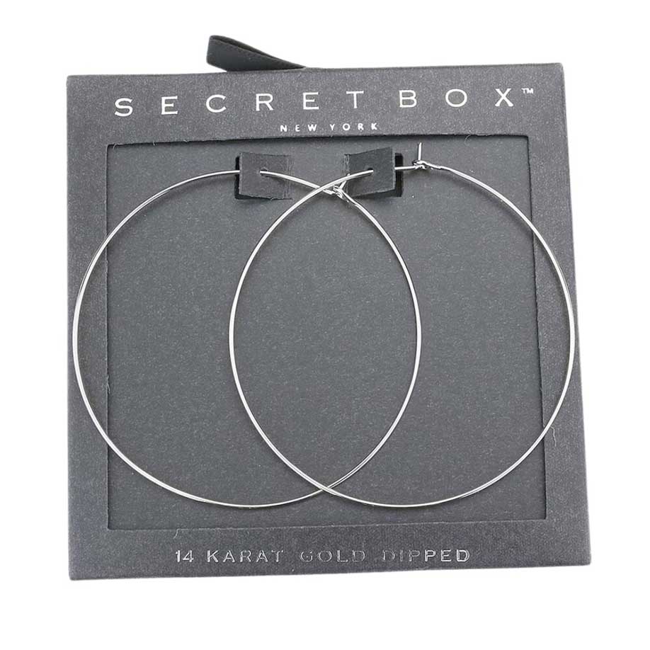 White Gold Secret Box 14K Gold Dipped Metal Hoop Earrings, are fun handcrafted jewelry that fits your lifestyle, adding a pop of pretty color. Enhance your attire with these vibrant artisanal earrings to show off your fun trendsetting style. Great gift idea for your Wife, Mom, your Loving one, or any family member.