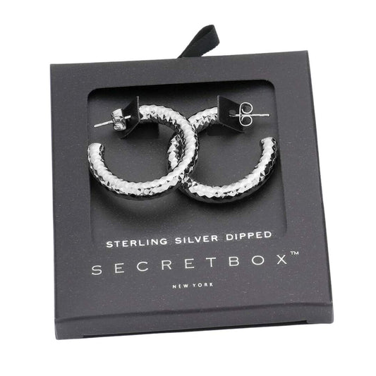 White Gold Secret Box Sterling Silver Dipped Textured Metal Earrings, are beautiful jewelry that fits your lifestyle, adding a pop of pretty color. Enhance your attire with these vibrant artisanal earrings to show off your fun trendsetting style. Great gift idea for your Wife, Mom, your Loving one, or any family member.