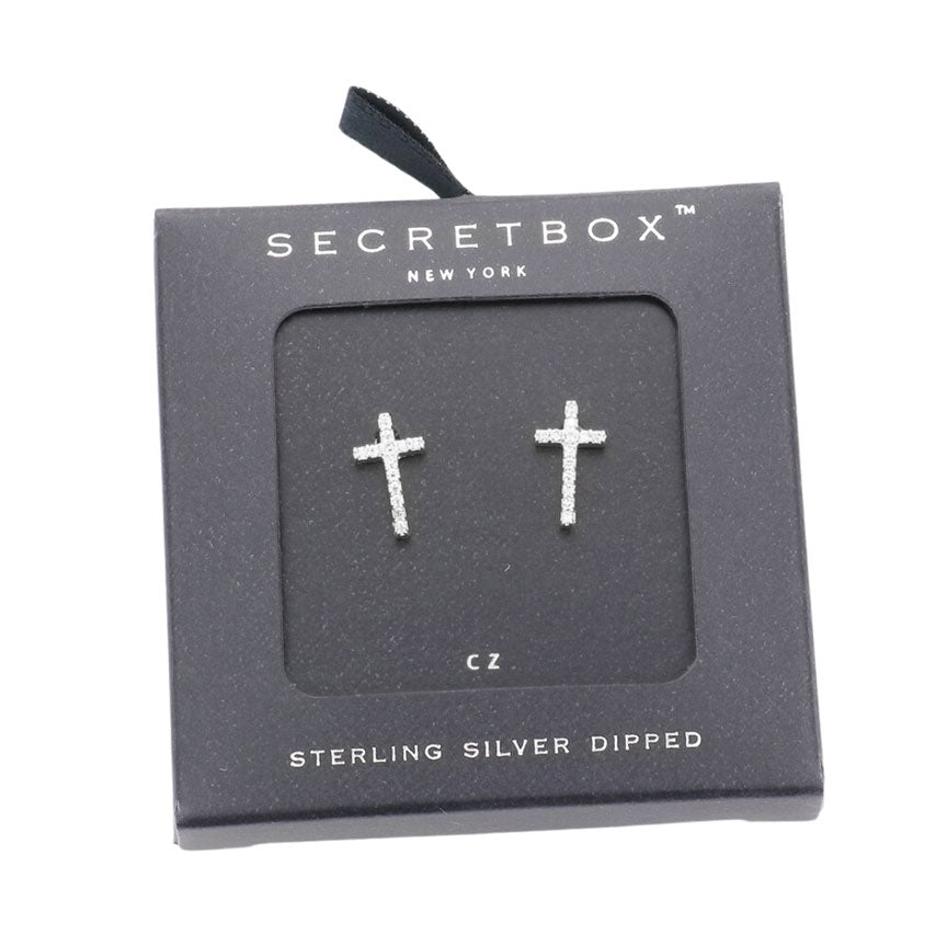 White Gold Sterling Silver Dipped CZ Cross Stud Earrings, get ready with these earrings to receive the best compliments on any occasion. The beautifully crafted design adds a gorgeous glow to any outfit. These classy earrings are the perfect gift for your lovers, mothers, friends, and family members.