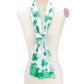 White-Green-6PCS Silk Feel Satin Striped Clover Print Scarves, perfect to accent your outlook with the St. Patrick's day Clover scarves & show your love for the Irish. The luck of the Irish will be with you this year while wearing this clover-themed silk scarf. These cute shamrock scarves are the perfect accessory to finish off.