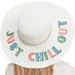 Just Chill Out Sequin Message Straw Panama Sun Hat