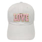 White Love Message Baseball Cap, this stylish cap is made from lightweight yet durable fabric for all-day comfort. Its adjustable closure ensures the perfect fit and the classic six-panel design with breathable eyelets keeps you feeling cool. Celebrate your love with this stylish cap!