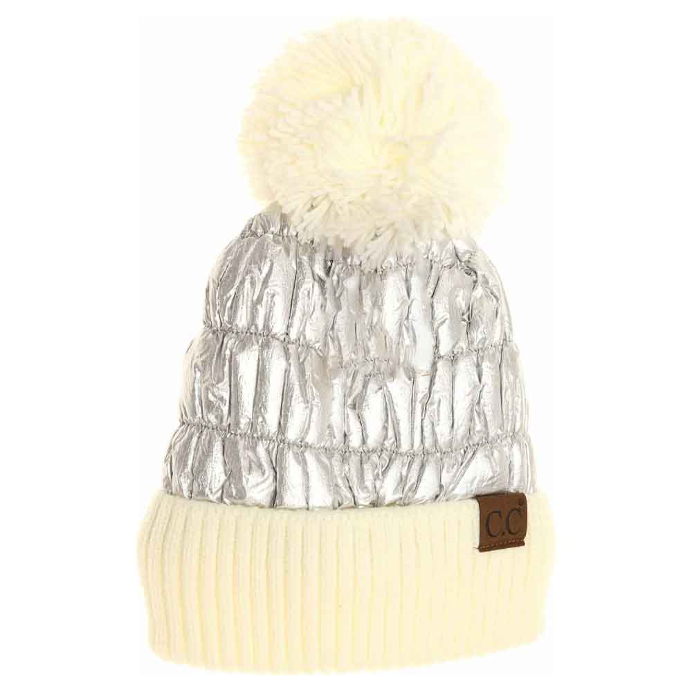 White Metallic Knit Pom Beanie offers a sophisticated blend of functionality and style. Designed with metallic yarn, it provides a subtle shimmer while maintaining warmth and comfort. The knit fabric ensures a snug fit, and the pom detailing adds a classic finishing touch. Perfect for elevating everyday winter outfits with expert craftsmanship and durable materials.