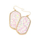 White Multi Sparkly Hexagon Frame Dangle Earrings, perfect for adding a touch of glamour to any outfit. These earrings feature a unique hexagon frame design with sparkling accents, making them a versatile and eye-catching accessory. Elevate your style with these elegant and sophisticated earrings.
