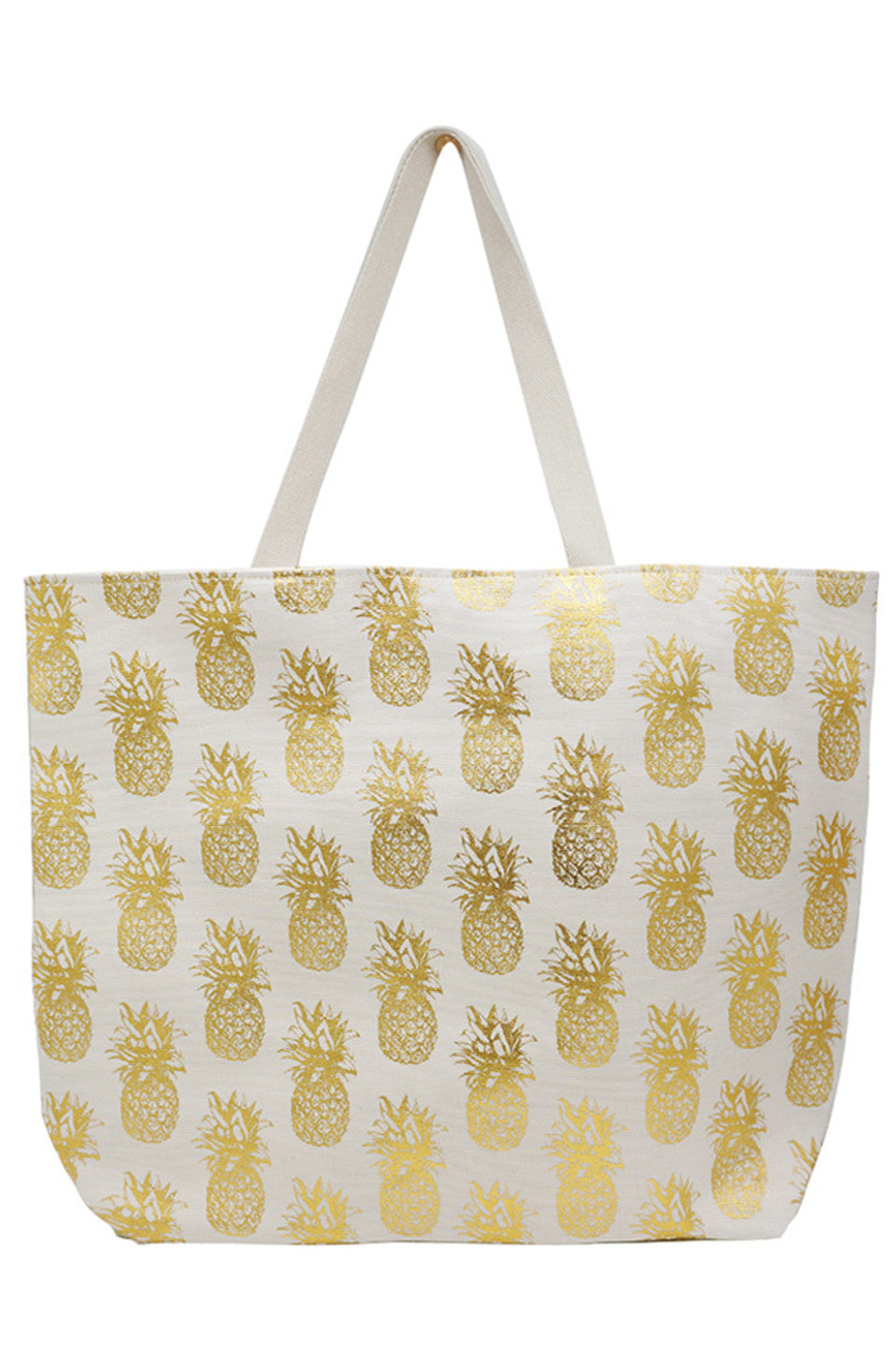Pineapple Pattern Beach Bag combines vibrant style with practical design, perfect for your beach outings. Crafted to hold all your essentials, its spacious interior and sturdy handles ensure comfort and durability. The cheerful pineapple print adds a tropical flair, making it an ideal accessory for sunny days by the water. 
