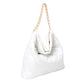 White Padded Adjustable Metal Strap Shoulder Bag, Carry your everyday items with ease with this bag. It features a padded shoulder strap and adjustable metal buckles, providing comfortable carrying and a secure fit. The strap also features a quick-release buckle for a quick and easy transition to a perfectly adjusted fit.