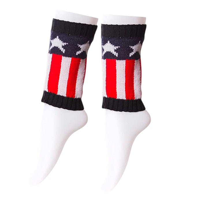 12-Pairs American Flag Leg Warmer Boot Toppers - White Red Mint - Toppers