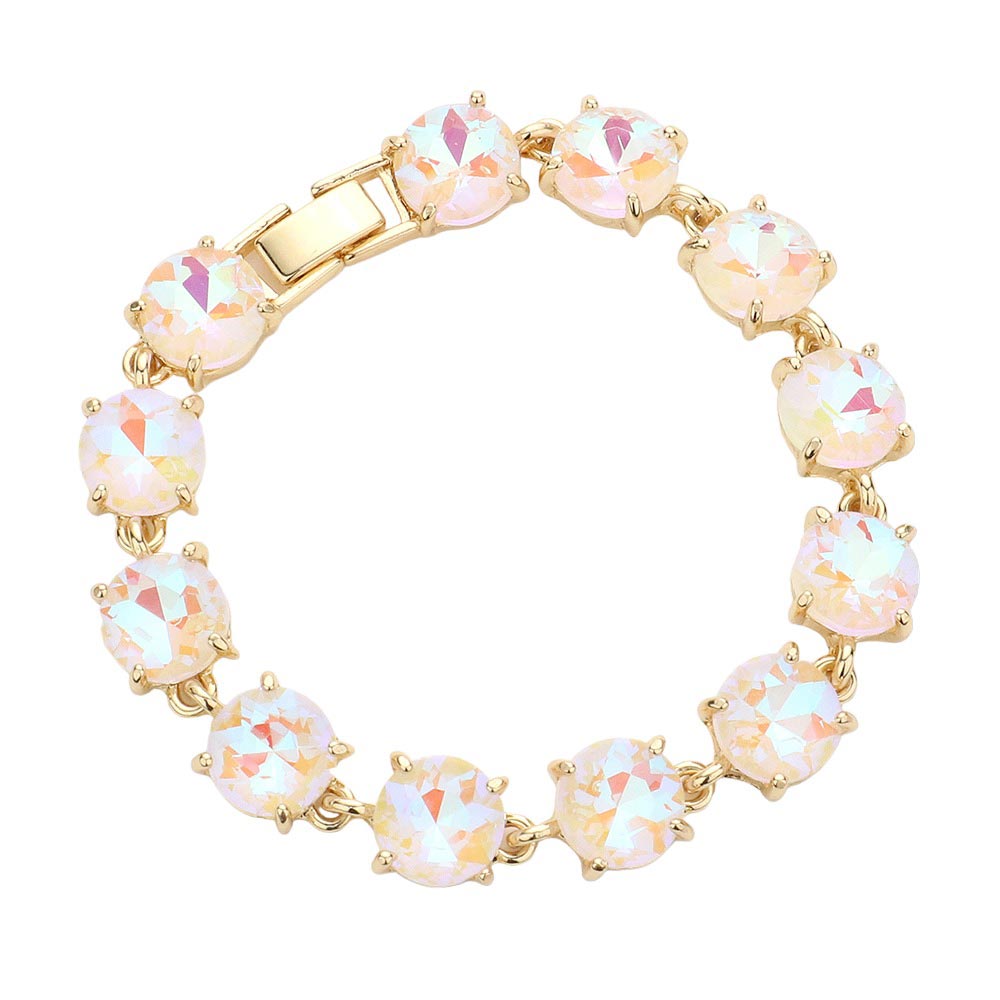 White Round Stone Link Evening Bracelet, this beautiful Evening Bracelet is crafted from high-quality materials to ensure a luxurious and comfortable fit. It provides a timeless look that will add sophistication to any outfit. Perfect Gift for December Birthdays, Christmas, and gifts for your friends and family.
