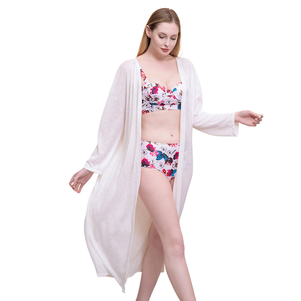 White Solid Cover Up Kimono Poncho, this timeless cover-up kimono poncho is Soft, Lightweight, and breathable fabric, close to the skin, and comfortable to wear. Sophisticated, flattering, and cozy. Look perfectly breezy and laid-back as you head to the beach. Can even be used as a beach bathing suit wrap. 