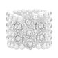Stone Embellished Multi Layered Pearl Stretch Bracelet - White - Bracelets