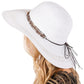 White Wide Brim Straw Sun Hat with Evil Eye and Multi Design Band offers stylish sun protection with its unique evil eye and multi-design band. Its wide brim provides ample shade while the evil eye brings a touch of charm. Stay safe from the sun while adding a fashionable touch to your outfit. 