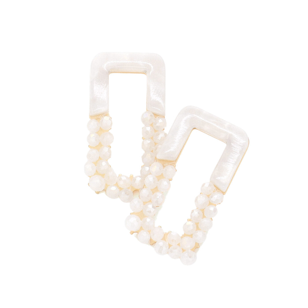 Be the envy of your friends with these unique "rectangle earrings" that make the perfect jazzy accessory for any outfit. Crafted from celluloid acetate and faceted beading, they make a statement without saying a word! Perfect Birthday Gift, Anniversary Gift, Christmas Gift, Regalo Navidad, Regalo Cumpleanos