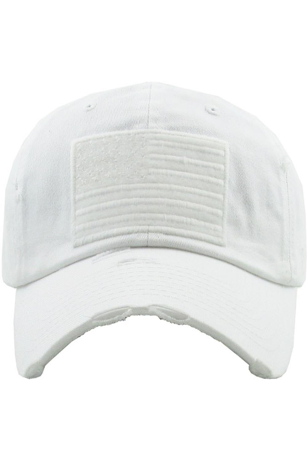 White Show off your patriotic style with this Unisex American Flag washed vintage distressed baseball cap, featuring a classic worn-in look and bold flag detail. Designed for comfort with an adjustable fit, this everyday cap is perfect for casual outings, outdoor activities, or laid-back weekends.