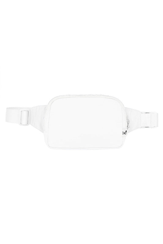 White The C.C Large Solid Fanny Pack is your go-to accessory for hands-free convenience. With generous dimensions of 9.5" x 6" x 2", it comfortably holds your phone, wallet, keys, and other daily essentials. Made from durable 100% polyester, this pack resists wear and maintains its shape through countless adventures. The timeless solid design complements any wardrobe, whether you're heading to the gym, exploring a new city, or running errands around town.