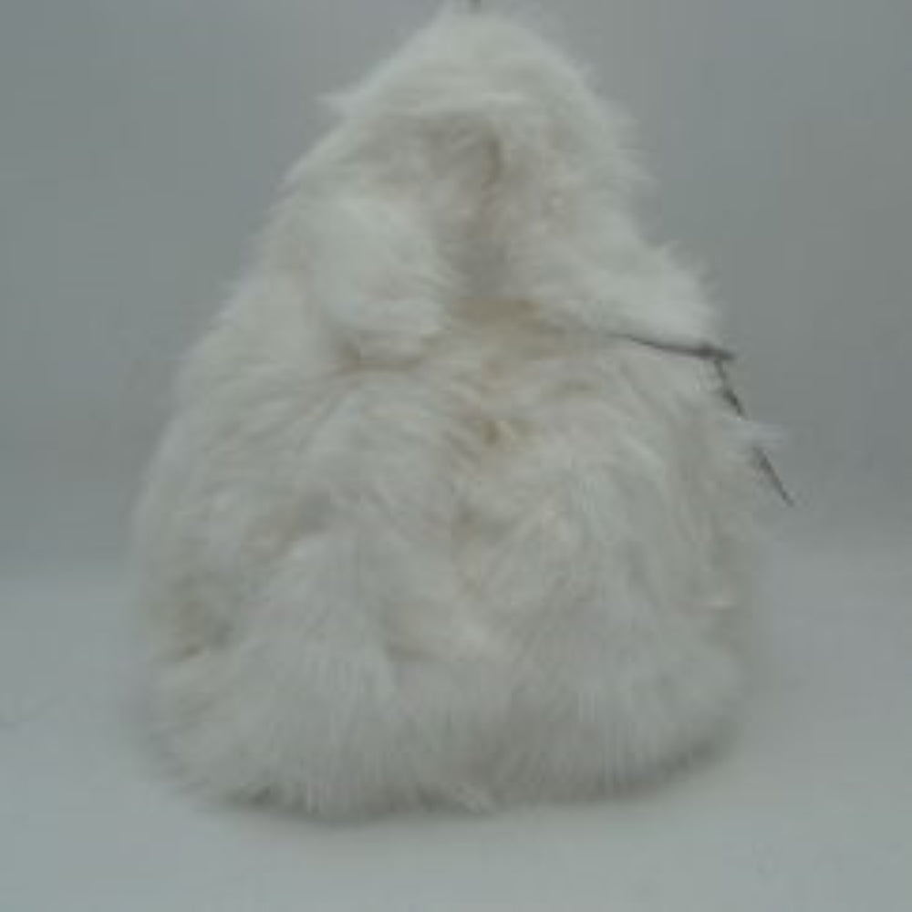 White This unique everyday handbag features an eye-catching, ultra-soft shaggy plush exterior that brings a cozy, tactile texture to your accessory collection. Designed with a rounded triangular silhouette, it includes an integrated top cutout handle woven seamlessly into the design for easy hand or wrist carrying. The top opening provides access to a central main storage compartment