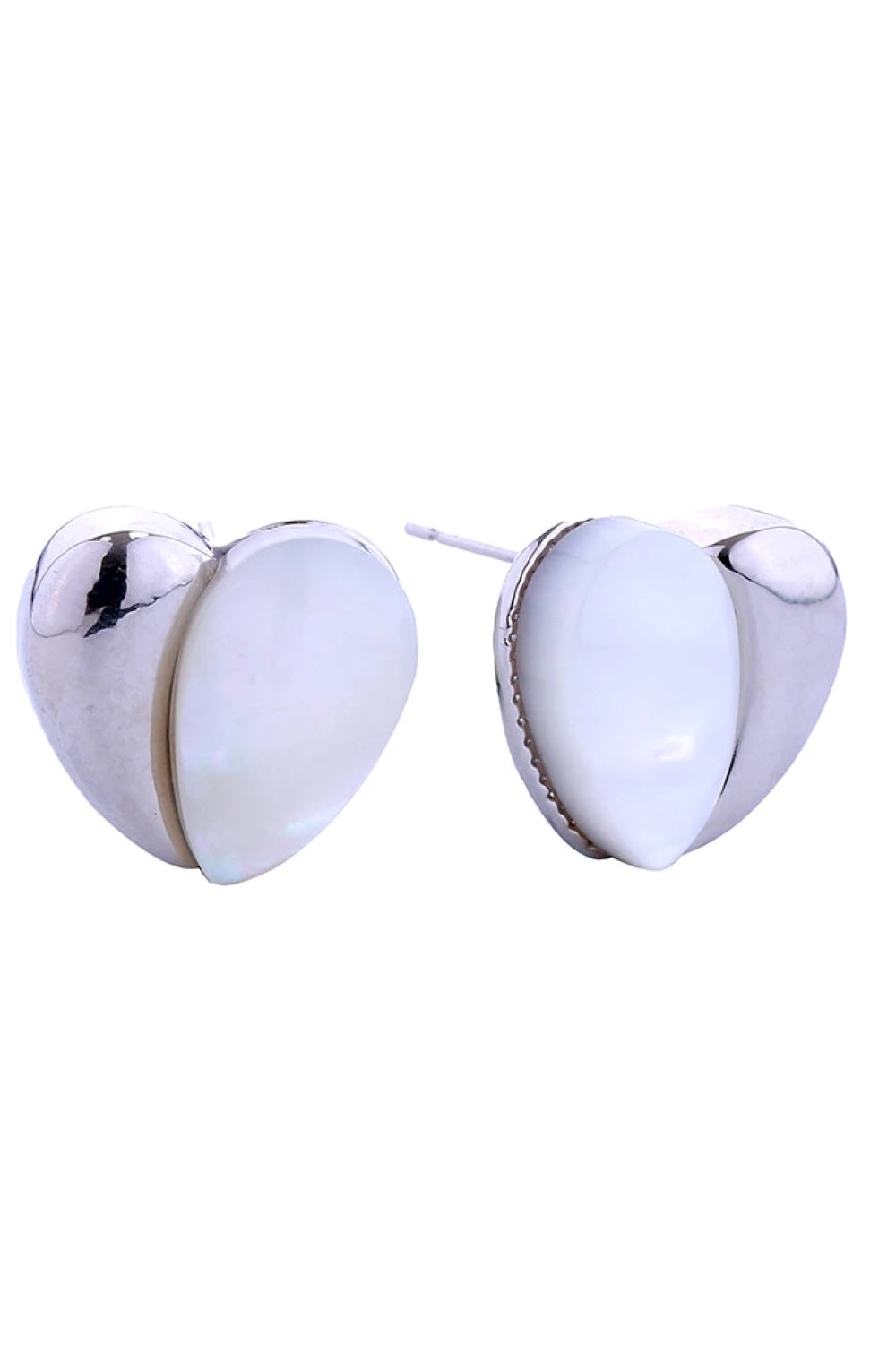 White Gold  Make a bold statement with these 14K Gold/White Dipped Abstract Heart Post Earrings. Featuring a modern, artistic heart design, each earring showcases a mesmerizing cat eye stone that shifts with movement and light. Crafted from durable brass with an elegant two-tone finish, these petite 1.7cm earrings pack personality into a wearable size. The hypoallergenic formula suits all skin types, while lead and nickel compliance guarantees safe everyday wear. 