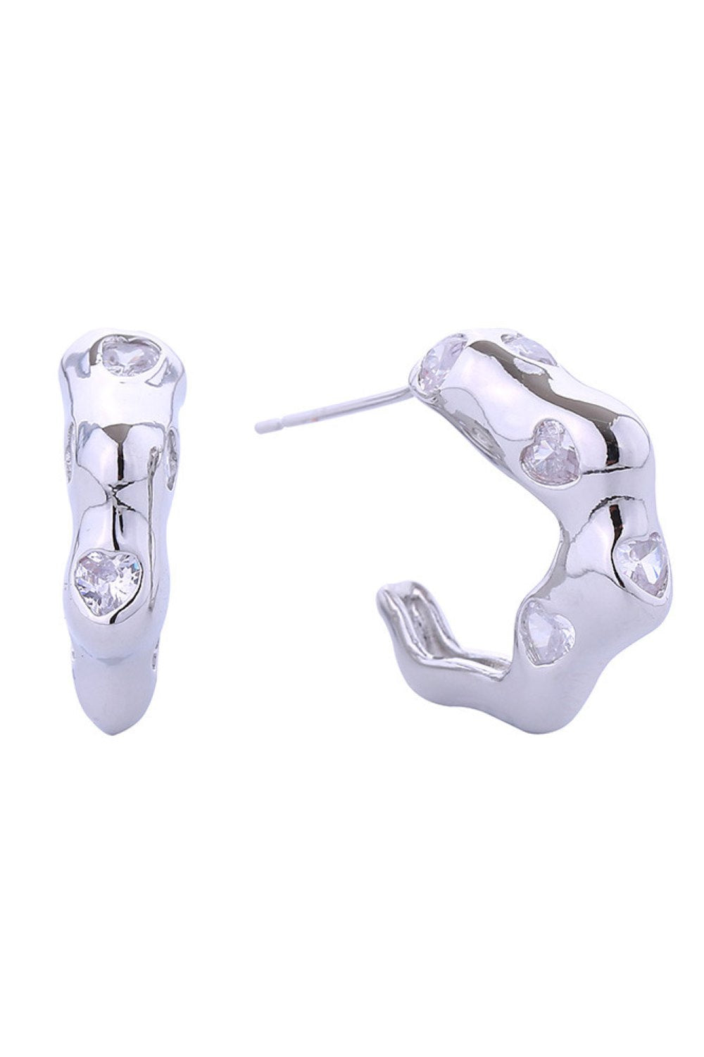 White Gold Elevate your everyday look with these stunning 14K Gold/White Dipped Abstract Hoop Post Earrings. Crafted from quality brass and adorned with sparkling cubic zirconia, these earrings combine elegance with modern flair. The compact 1.6cm diameter makes them perfect for any occasion from casual outings to special events. Designed with comfort in mind, these hypoallergenic post earrings are ideal for sensitive ears. Lead and nickel compliant, they meet strict safety standards so you can wear them wi