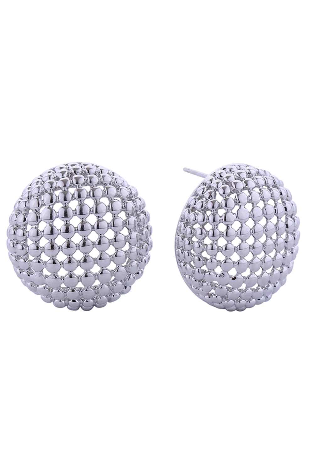 White Gold Elegant beaded circle post earrings crafted in brass with 14K gold or white gold dipping. Measuring 2.2cm in diameter, these timeless studs feature a delicate beaded design perfect for everyday wear or special occasions. Hypoallergenic and lead and nickel compliant, making them ideal for sensitive skin. Expertly made in Korea with quality craftsmanship you can trust.