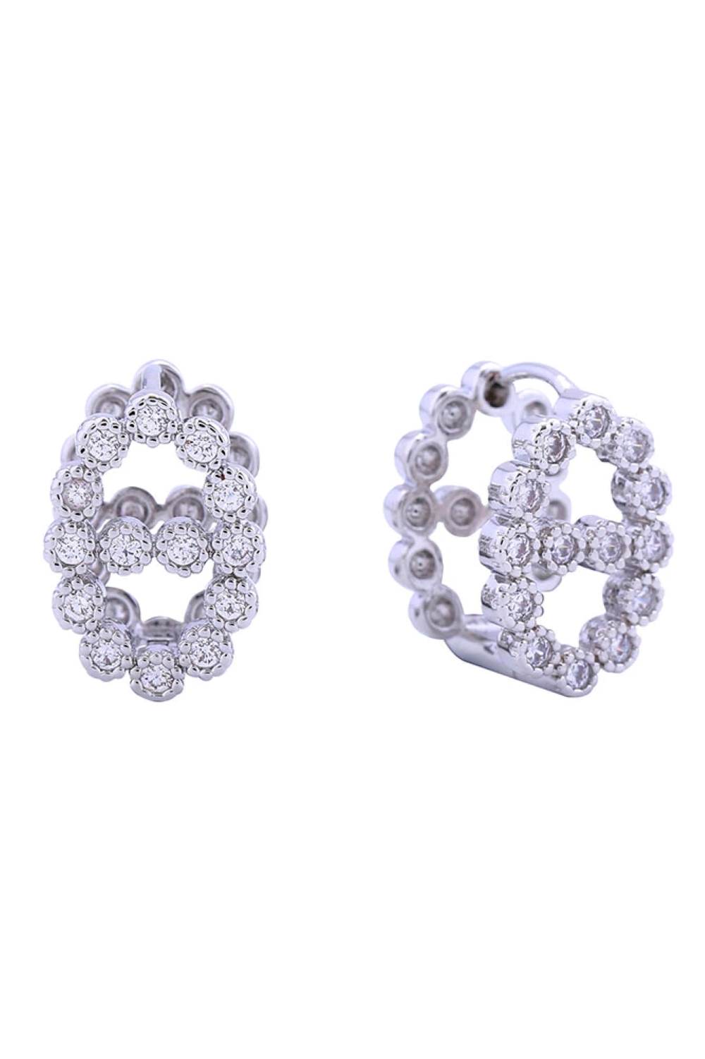 White Gold Elevate your everyday look with these stunning 14K Bling Farandole Pave CZ Huggie Earrings. Crafted from hypoallergenic brass and adorned with sparkling cubic zirconia pavé detailing, these versatile huggie earrings deliver maximum shine in a compact 1.5cm diameter design. Perfect for sensitive ears, they're lead and nickel compliant for worry-free wear. Whether you're dressing up or keeping it casual, these brilliant beauties add instant glamour to any occasion.