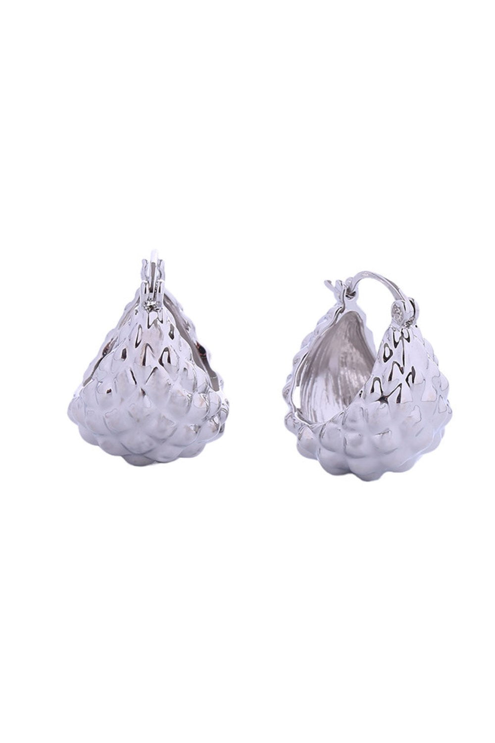 White Gold Delicate triple hoop post earrings crafted in brass with 14K gold and white gold dipping. These petite 2cm earrings feature a hypoallergenic design, making them perfect for sensitive ears. Lead and nickel compliant for safe, everyday wear. Expertly made in Korea, these versatile studs add understated elegance to any look.