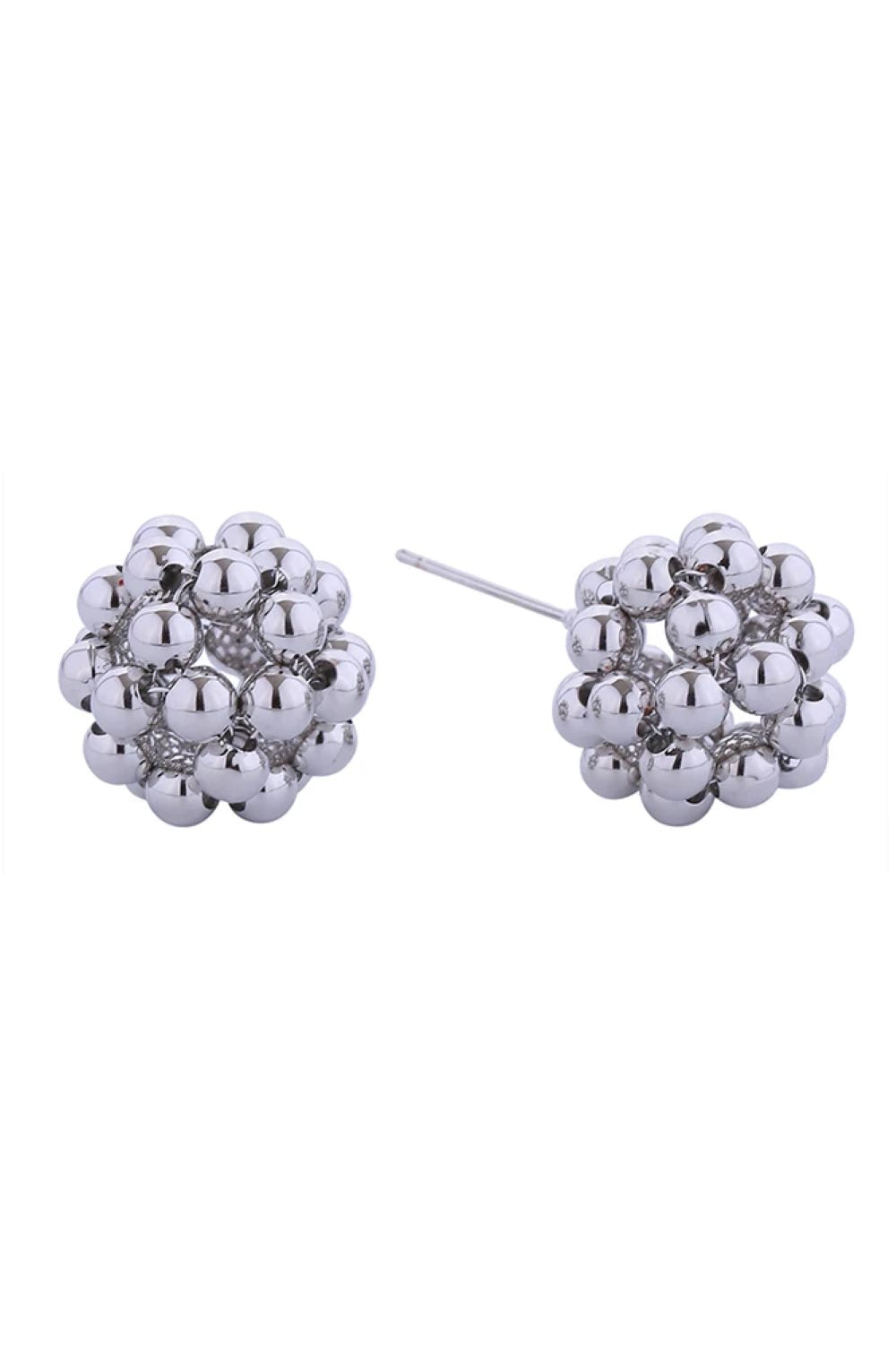 White Gold Elegant 14K cluster ball post earrings featuring a sophisticated spherical design with a 1.7cm diameter. Crafted from hypoallergenic brass, these earrings are perfect for sensitive skin and everyday wear. Lead and nickel compliant for safety and peace of mind. The timeless ball silhouette adds a touch of refined glamour to any look, from casual to formal occasions.