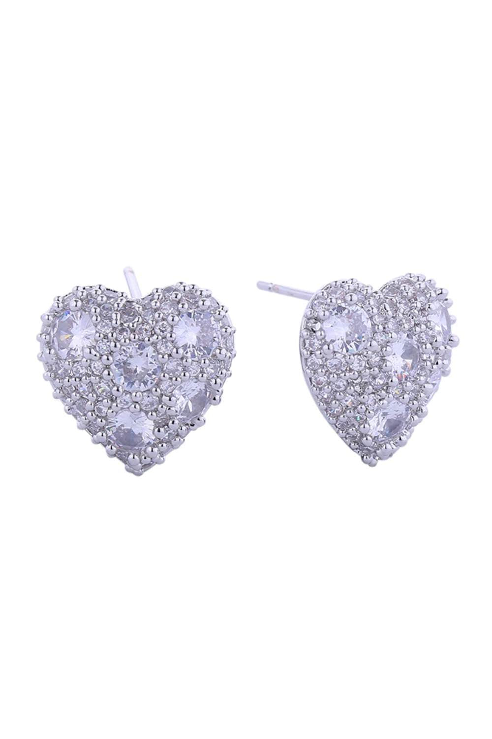 White Gold Elegant 14K gold and white gold dipped heart post earrings featuring a sparkling cluster of cubic zirconia stones. Crafted from hypoallergenic brass, these earrings are perfect for sensitive skin and comply with lead and nickel regulations. The delicate 1.3cm design offers timeless sophistication for everyday wear or special occasions. Made in Korea with quality craftsmanship.