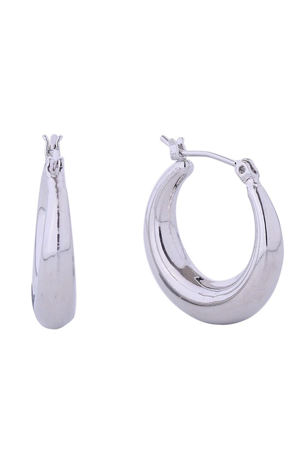 White Gold Elevate your everyday style with these timeless 14K Gold/White Gold dipped hoop earrings. Crafted from hypoallergenic brass and made in Korea, they're designed for sensitive skin and all-day comfort. The perfect 2.3cm diameter makes them versatile enough for any occasion from casual outings to professional settings. Lead and nickel compliant, these pincatch earrings combine durability with elegance. A wardrobe essential that transitions seamlessly from day to night.