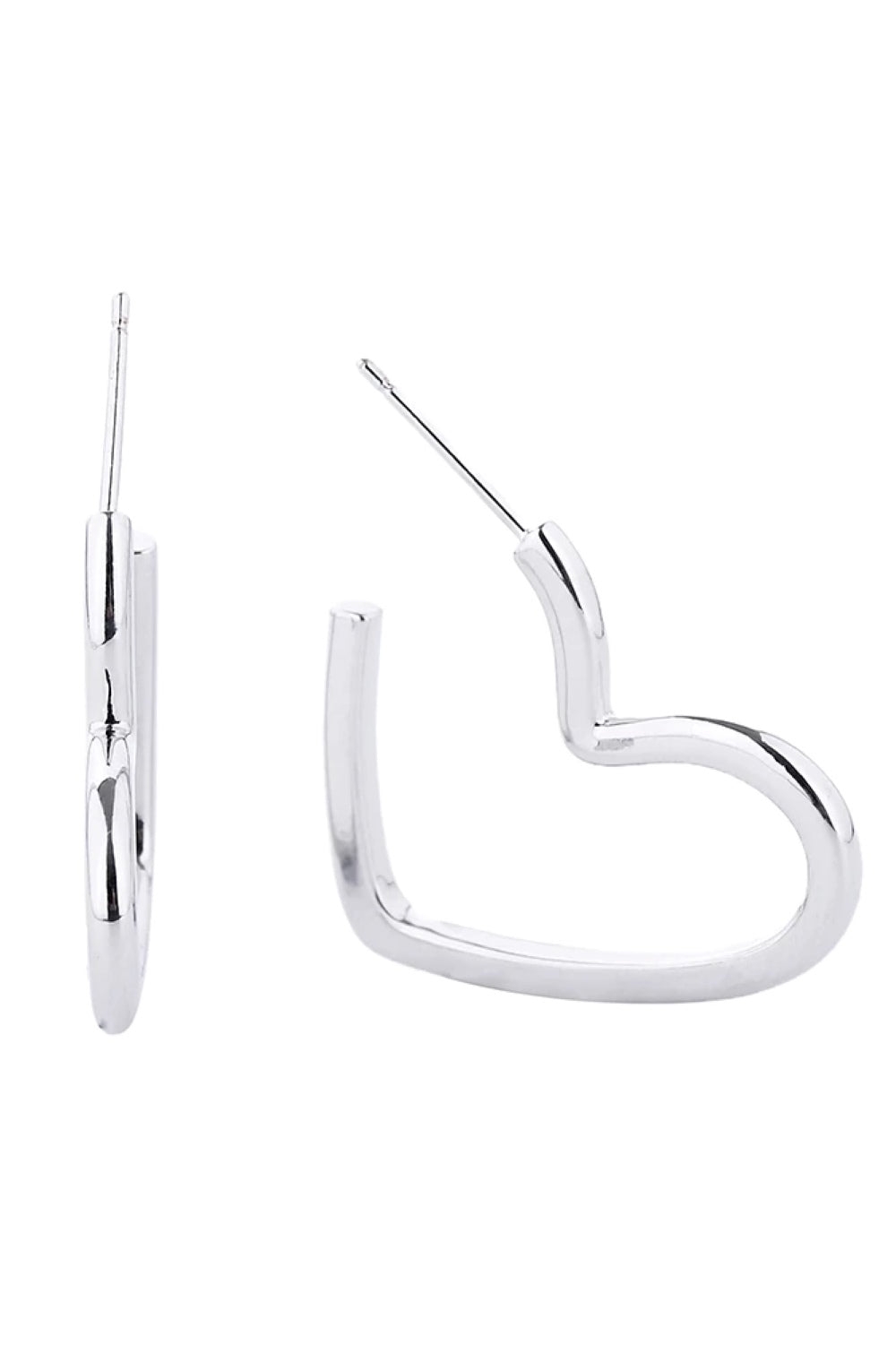 White Gold Timeless heart-shaped post earrings finished with a lustrous 14K gold or white gold dip. Made from hypoallergenic brass, they're ideal for sensitive ears and meet strict lead and nickel compliance standards. At 2.41cm, these petite studs deliver understated elegance for any occasion. A versatile staple that pairs effortlessly with any look.