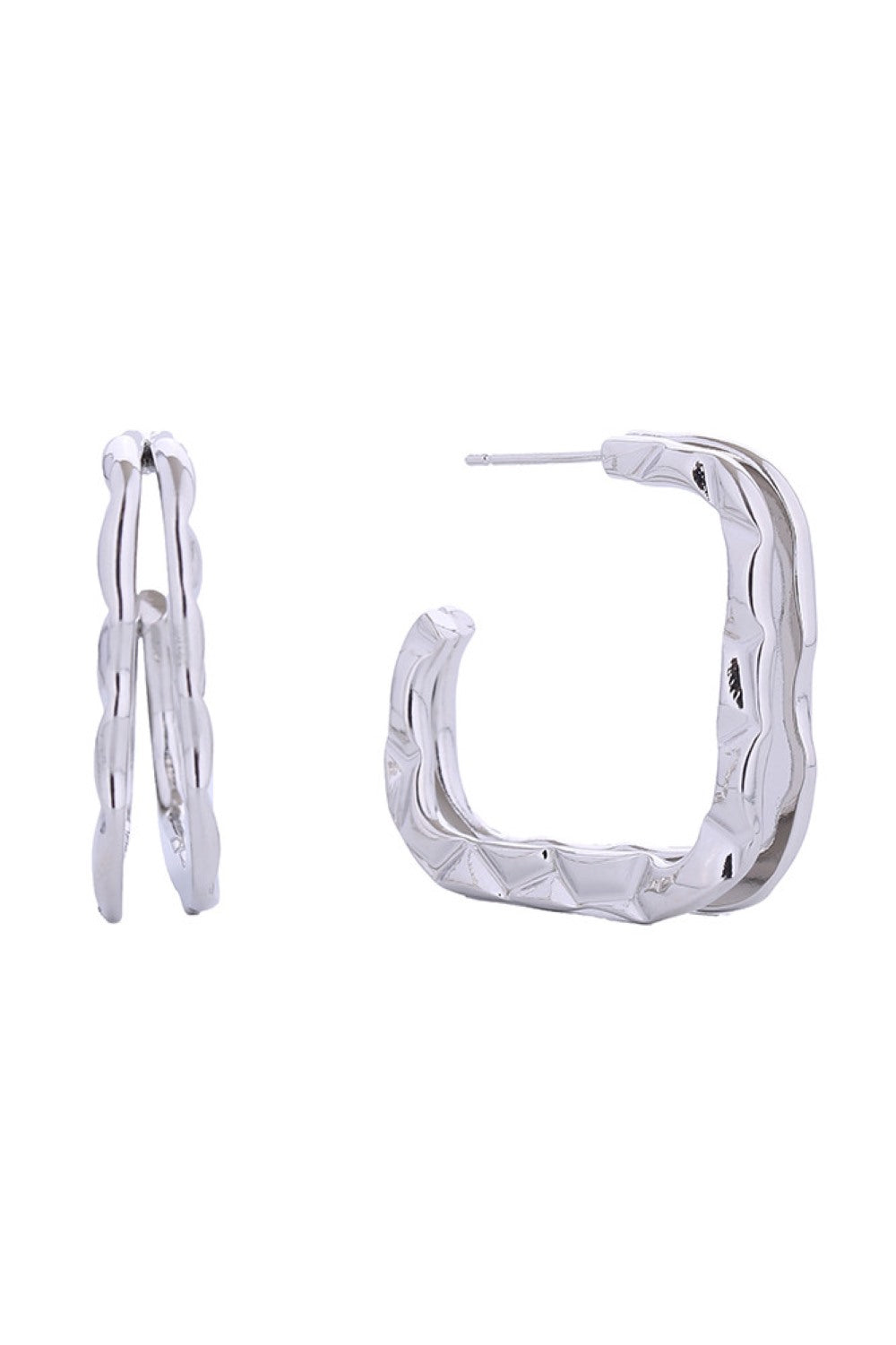 White Gold Elevate your everyday look with these stunning 14K Gold/White Gold dipped double crinkle post earrings. Crafted from hypoallergenic brass, they're gentle on sensitive skin while delivering luxurious appeal. The textured crinkle design catches light beautifully, adding dimension to any outfit. At 2.7cm, they're the perfect size for versatile styling. Lead and nickel compliant for peace of mind.
