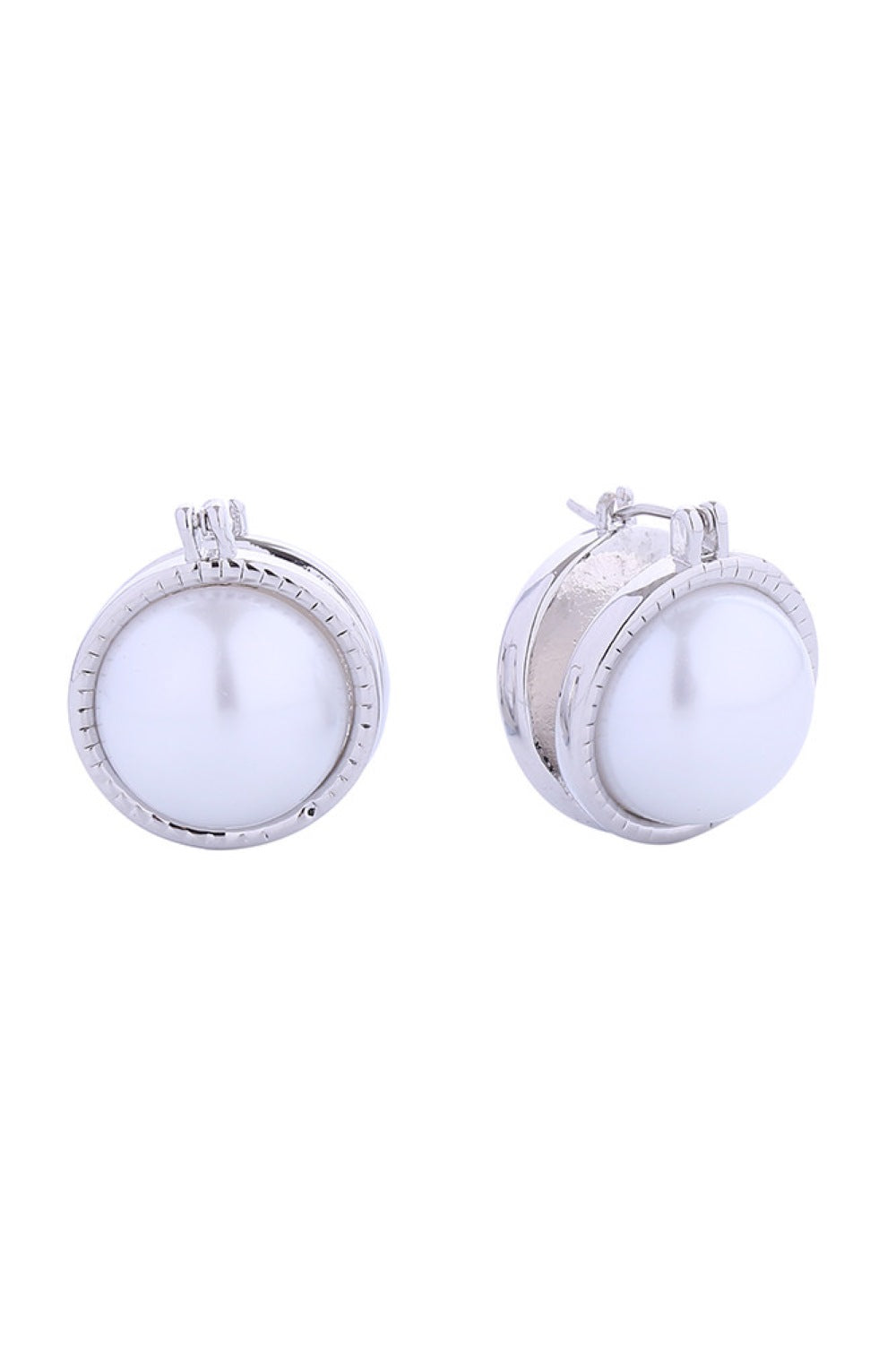 White GOld Elegant double pearl pincatch earrings crafted with 14K gold and white gold dipping. Featuring lustrous pearls set in hypoallergenic brass, these delicate 2cm earrings offer timeless sophistication for everyday wear. Lead and nickel compliant for sensitive skin.
