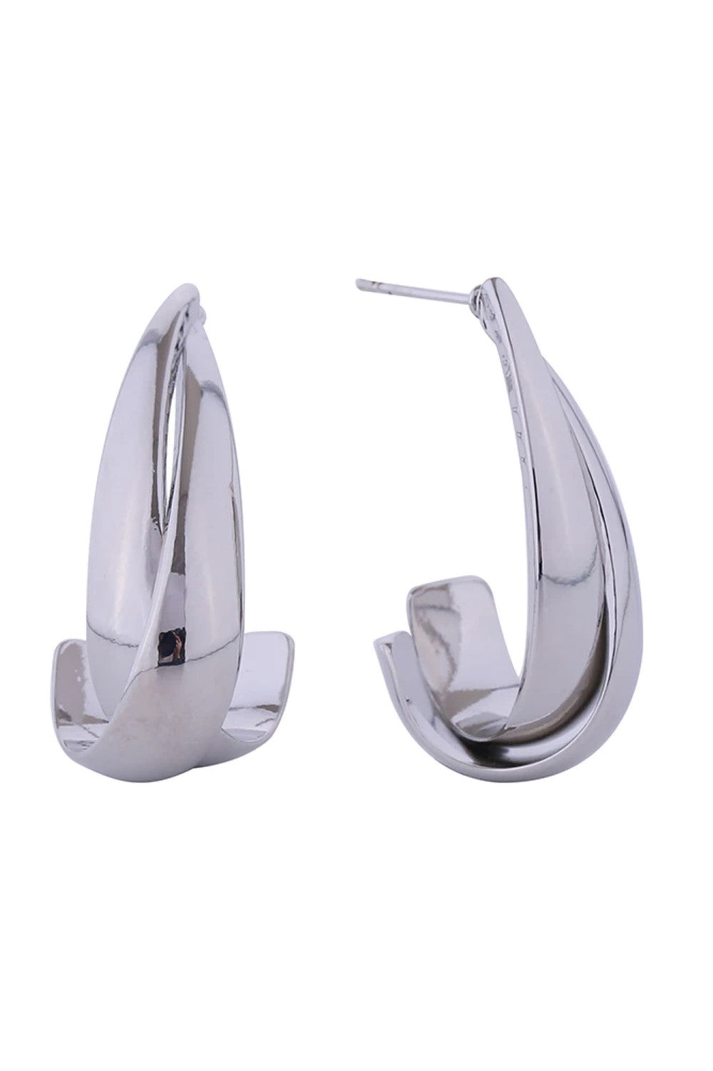 White Gold Elegant double teardrop post earrings crafted in brass with 14K gold and white gold dipping. Measuring 3cm in diameter, these hypoallergenic earrings are perfect for sensitive skin. Lead and nickel compliant for safe, everyday wear. Expertly made in Korea, they combine timeless design with quality craftsmanship for a versatile addition to any jewelry collection.