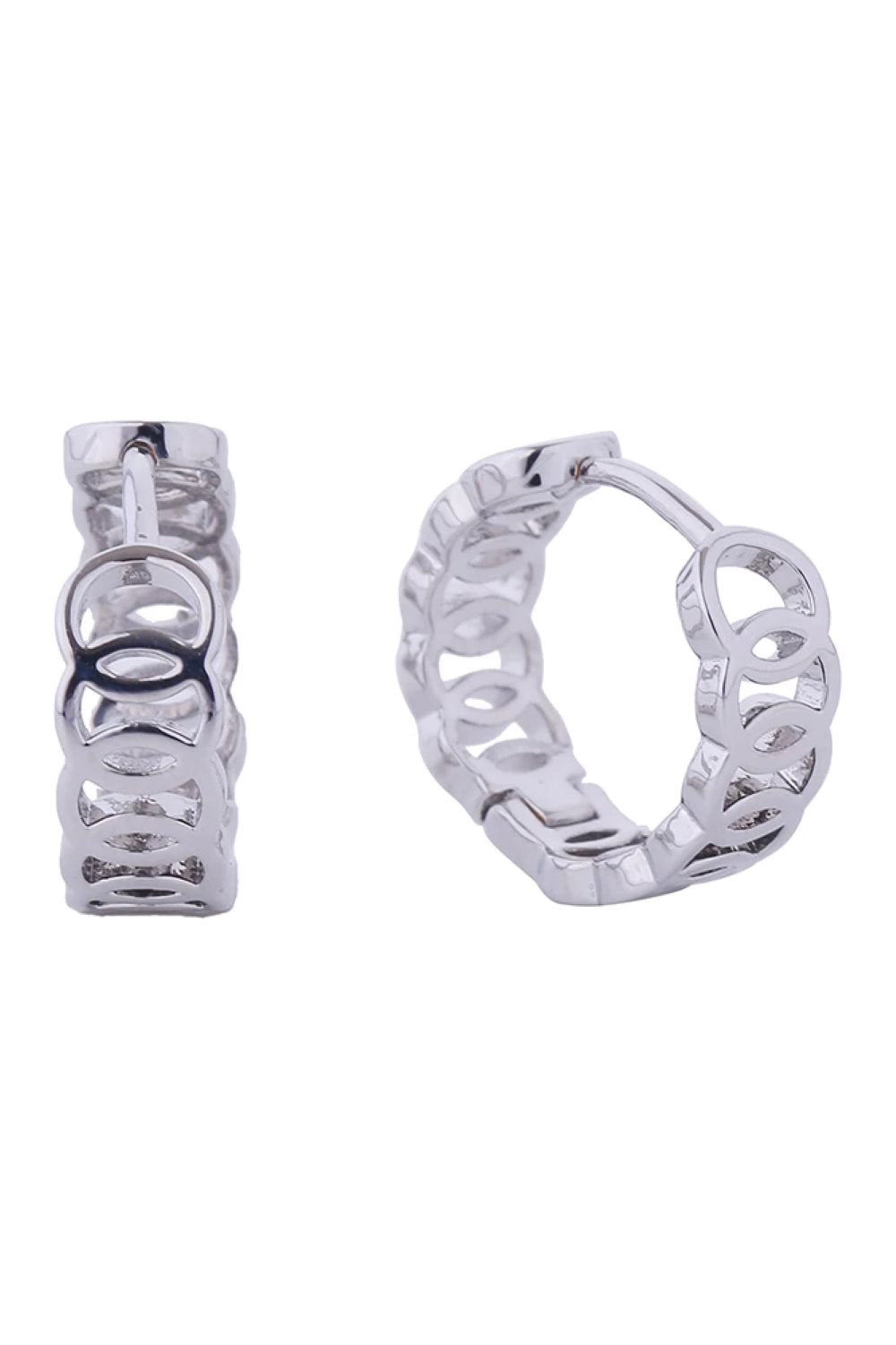 White Gold Elegant huggie earrings featuring a timeless eternity ring design, dipped in luxurious 14K gold or white gold. Crafted from hypoallergenic brass, these earrings are perfect for sensitive skin and everyday wear. With a delicate 1.5cm diameter, they offer a subtle yet sophisticated look. Lead and nickel compliant for safety and peace of mind. Expertly made in Korea with attention to detail and quality craftsmanship.