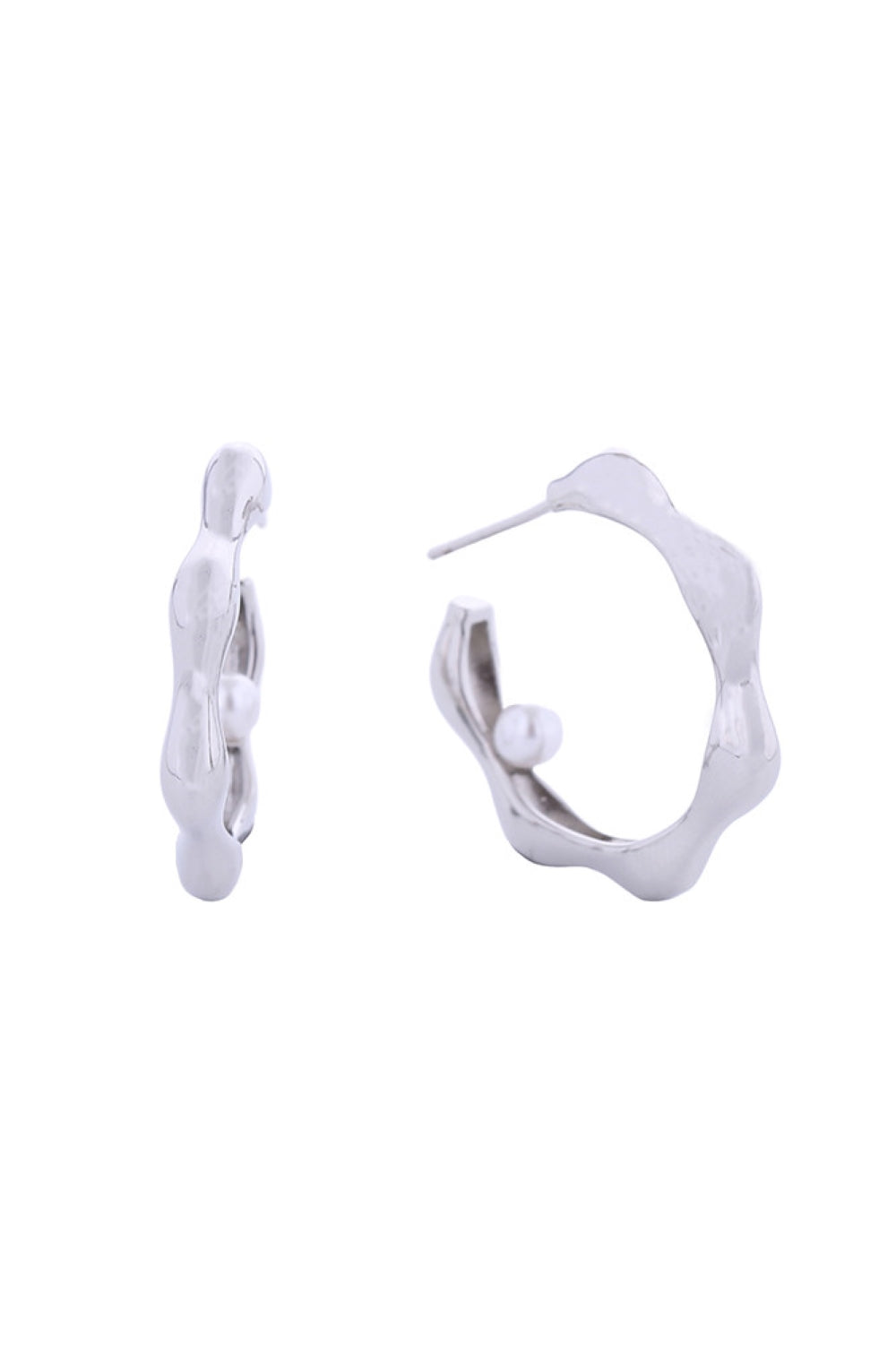 White Gold Elegant 14K gold and white gold dipped hoop earrings featuring lustrous floating pearls. Crafted from hypoallergenic brass with pearl accents, these 2.7cm earrings are perfect for everyday wear and special occasions alike. Lead and nickel compliant for sensitive skin. Expertly made in Korea with timeless design that complements any style.
