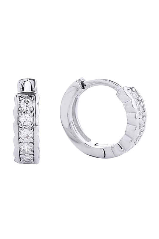 White Gold Delicate 14K gold-dipped huggie hoops featuring sparkling cubic zirconia pavé detailing. These petite earrings measure 1.4cm in diameter, perfect for everyday elegance or layering. Crafted from hypoallergenic brass with lead and nickel-free construction, they're gentle on sensitive ears. The lustrous gold finish catches light beautifully while maintaining durability. Ideal for those seeking timeless, minimalist jewelry that doesn't compromise on style or comfort.