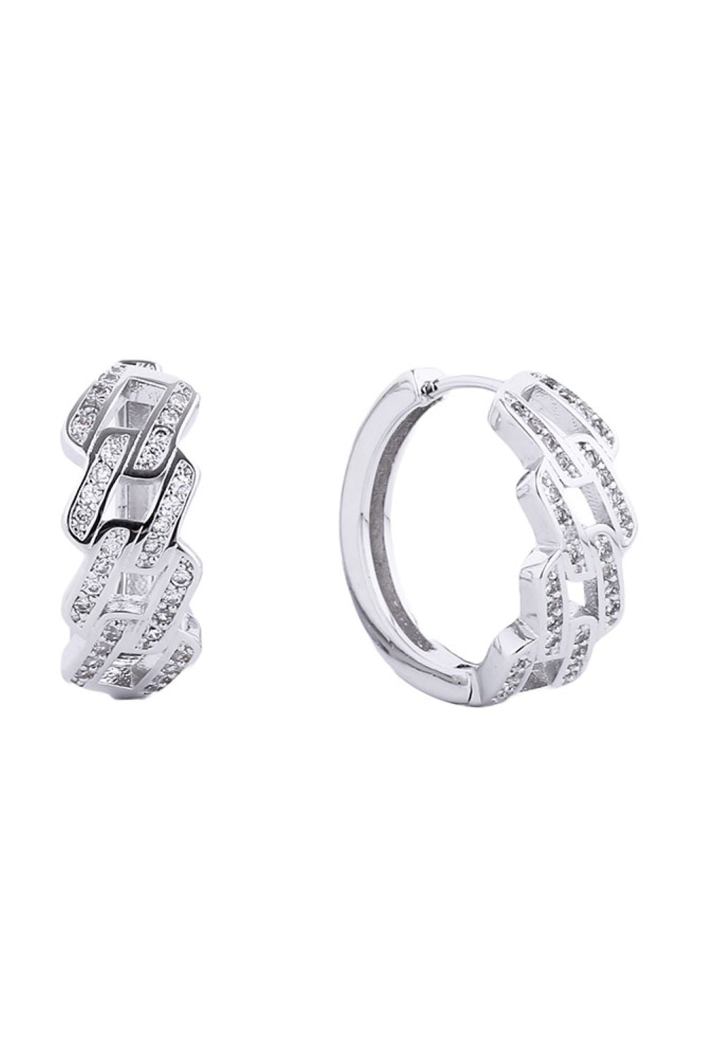 White Gold Elegant huggie hoop earrings featuring a luxurious 14K gold and white dip finish. Adorned with sparkling cubic zirconia pavé detailing for a sophisticated shimmer. Crafted from hypoallergenic brass, these petite hoops measure 1.78cm in diameter—perfect for everyday wear or special occasions. Lead and nickel compliant for safe, comfortable styling. A timeless addition to any jewelry collection.