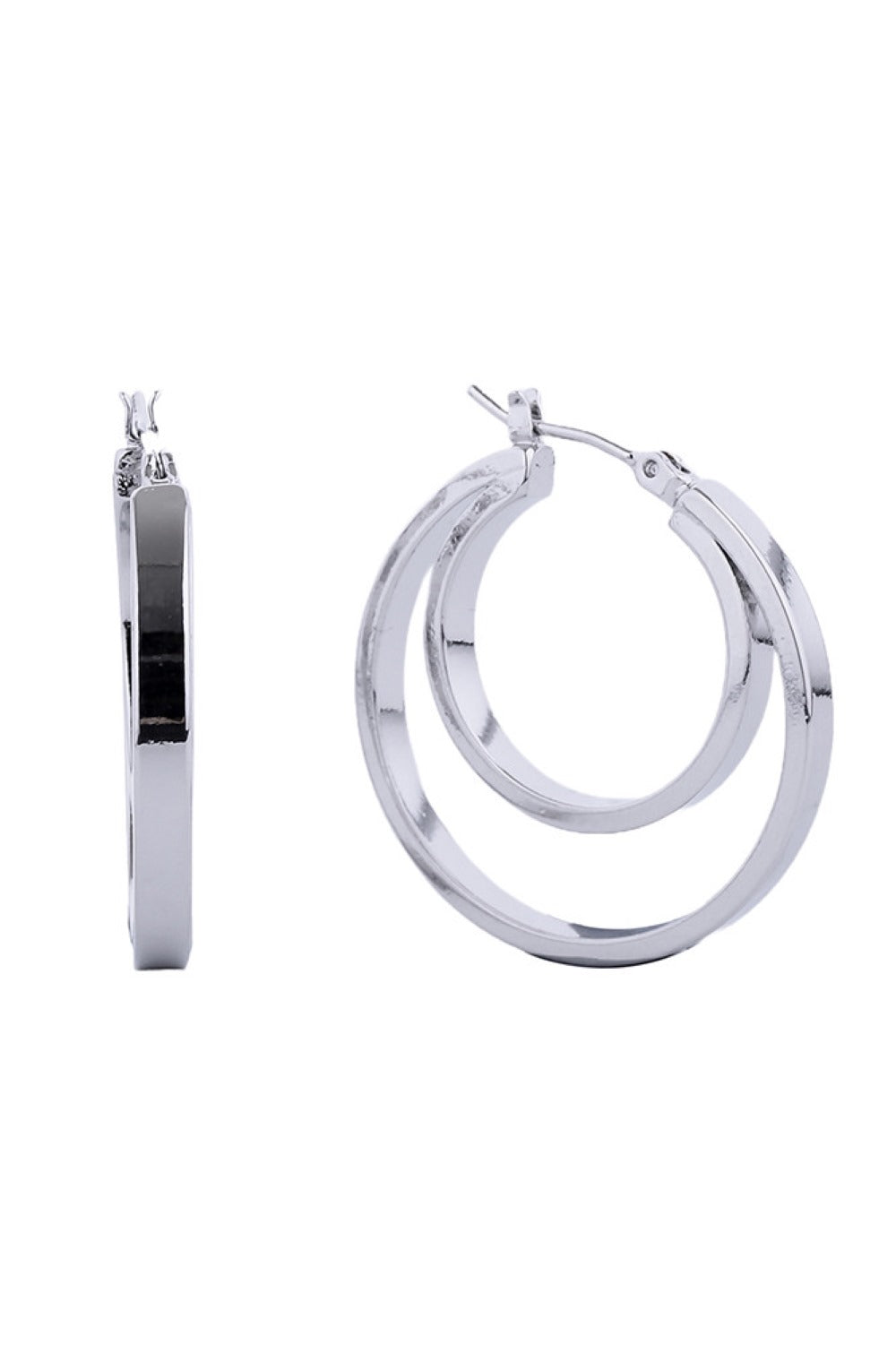 White Gold Elegant hoop earrings crafted from hypoallergenic brass with a luxurious 14K gold and white gold dip finish. These timeless pieces feature a secure pin catch closure and measure 2.79cm in diameter the perfect size for everyday wear or special occasions. Lead and nickel compliant, making them safe for sensitive skin. A versatile addition to any jewelry collection.