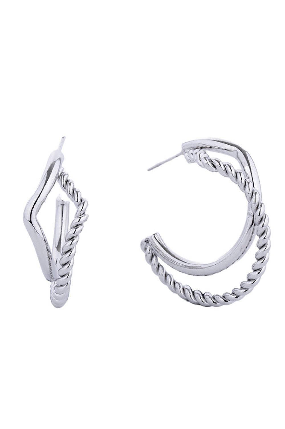 White Gold Elegant post hoop earrings crafted from hypoallergenic brass with a luxurious 14K gold and white dip finish. These versatile hoops feature a comfortable 3.51cm diameter, perfect for everyday wear or special occasions. Lead and nickel compliant, making them safe for sensitive skin. The durable post design ensures secure, all-day comfort without compromising on style.