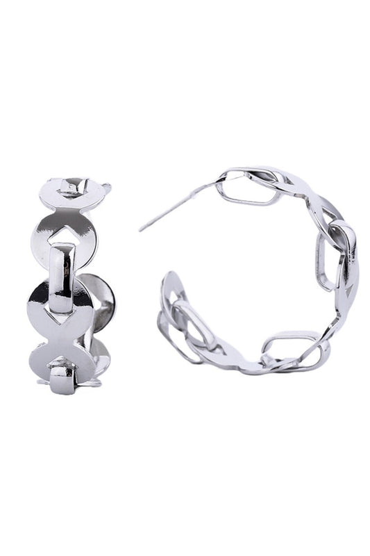 White Gold Elegant post hoop earrings crafted from hypoallergenic brass with a luxurious 14K gold and white dip finish. These versatile hoops feature a comfortable 3.2cm diameter, perfect for everyday wear or special occasions. Lead and nickel compliant, making them ideal for sensitive skin. The durable post design ensures secure, all-day comfort while maintaining a polished, sophisticated look.