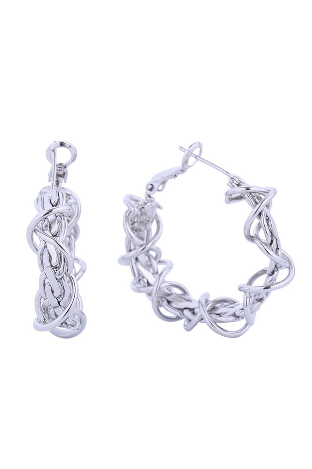 White Gold Elegant hoop earrings featuring a secure omega closure design. Crafted from hypoallergenic brass with luxurious 14K gold and white gold dipping for a sophisticated two-tone finish. With a comfortable 3.58cm diameter, these versatile hoops work for everyday wear or special occasions. Lead and nickel compliant for safe, worry-free styling.